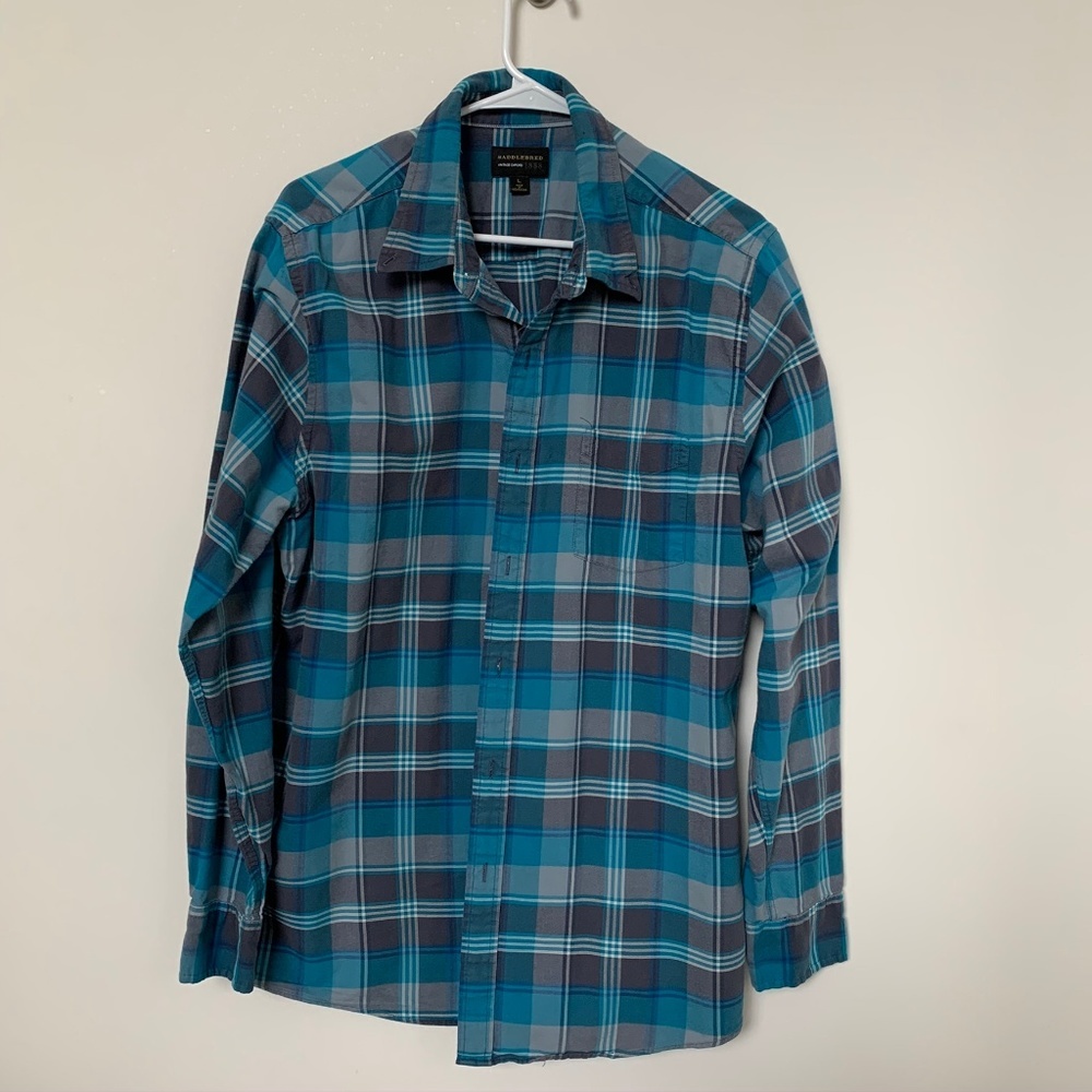 Saddlebred SZ L 100% Cotton Button up Oxford Blue